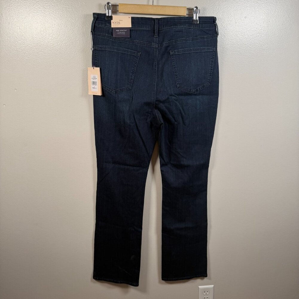NYDJ Billie Mini Boot Jeans Size 14 Dark Wash High Rise Blue Denim - Picture 2 of 13